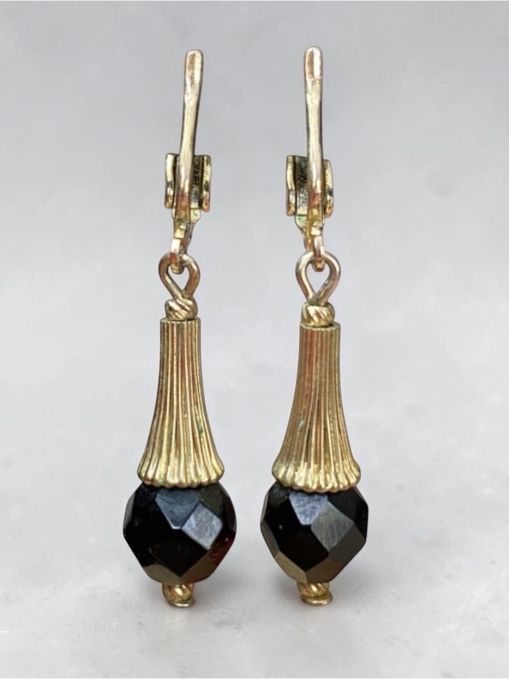 Elegant Gold and Black Drop Clip On Earrings